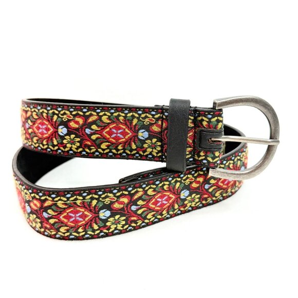 Woven/Embroidered Mandala Belt w/Silver Hardware - Size 40 - Unisex - Picture 2 of 6